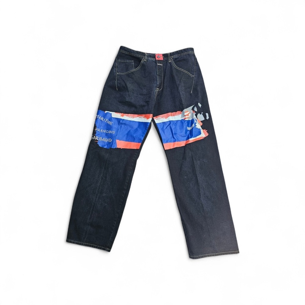 Marithe Francois Girbaud Navy Blue Baggy Jeans 90s Style Mens Size 38